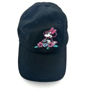 Disney Minnie Mouse Embroidered Vintage Baseball Hat Flower Pattern Under Brim